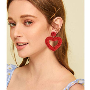 CEALXHENY Handmade Heart Hoop Dangle Earrings for Women