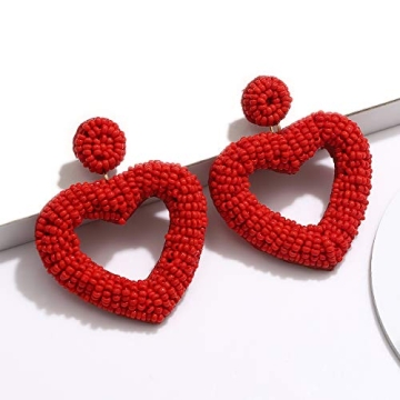 CEALXHENY Handmade Heart Hoop Dangle Earrings for Women