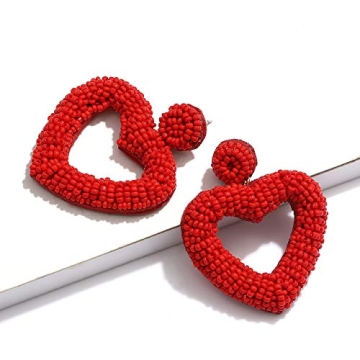 CEALXHENY Handmade Heart Hoop Dangle Earrings for Women