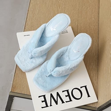 Vivianly Furry Stiletto Heel Flip Flops for Style and Comfort