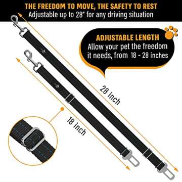 Active Pets Dog Car Seat Belt Harness, Safety Travel Restraint System for Small to Large Dogs, Crash Tested Vehicle Protection & Comfort, Blue 1pk