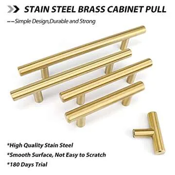 goldenwarm 10 Pack Gold Cabinet Handles Brushed Brass Drawer Pulls Gold Cabinet Pulls 3 inch - LS201GD76 Kitchen Cabinet Door Handles and Knobs Bathroom Bedroom Furniture Handles Stainless Steel