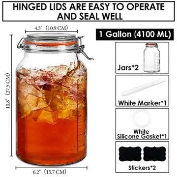Wide-Mouth Glass Canning Jars with Airtight Lids 1-Gallon
