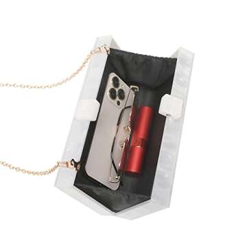 LETODE Clutch Purses for Women-Evil Eye Acrylic Clutch Glitter Purse Evening Bag Chain Shoulder Crossbody Handbags(WHITE 02)