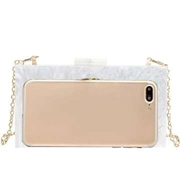 LETODE Clutch Purses for Women-Evil Eye Acrylic Clutch Glitter Purse Evening Bag Chain Shoulder Crossbody Handbags(WHITE 02)