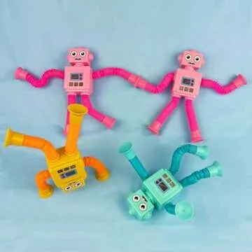 QINGQIU 4 Pack Light Up Robot Pop Tubes - Christmas Gifts