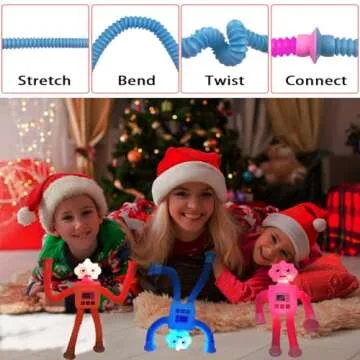 QINGQIU 4 Pack Light Up Robot Pop Tubes - Christmas Gifts