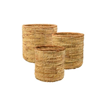 Eco-Friendly Water Hyacinth Basket Pots Set of 3 for Stylish Home Decor