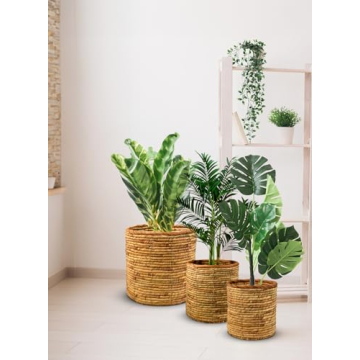 Eco-Friendly Water Hyacinth Basket Pots Set for Home Decor