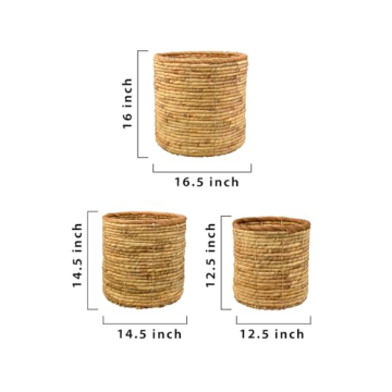 Eco-Friendly Water Hyacinth Basket Pots Set for Home Decor