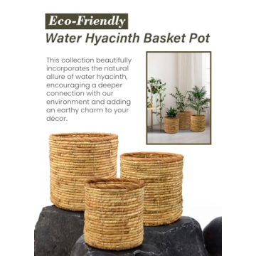 Eco-Friendly Water Hyacinth Basket Pots Set for Home Decor