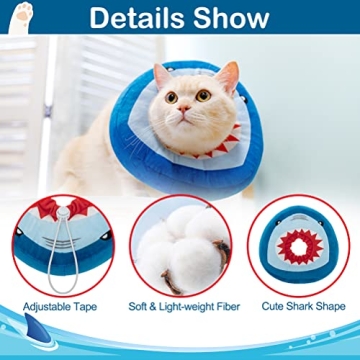Soft Adjustable Shark Design Cat Recovery Collar for Healing