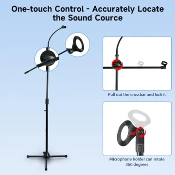 Heavy-Duty Microphone Floor Stand with Phone Holder