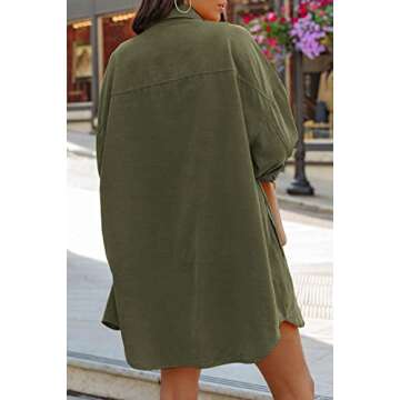 FSHAOES Womens Oversized Button Down Shirts Casual Loose Long Sleeve Solid Color Lapel Long Blouses Top with Pocket