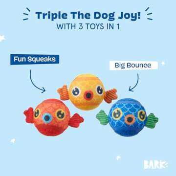Barkbox Dog and Puppy Toy Guppies Trio of Tennis Balls for Tough Chewers, Fun Fetch and Perfect for ...