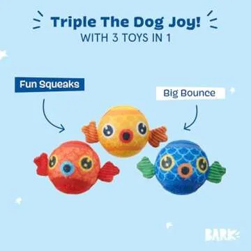 Barkbox Dog and Puppy Toy Guppies Trio of Tennis Balls for Tough Chewers, Fun Fetch and Perfect for ...