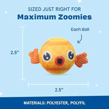 Barkbox Dog and Puppy Toy Guppies Trio of Tennis Balls for Tough Chewers, Fun Fetch and Perfect for Playful Pups, Durable, Engaging and Entertaining, Dog Toys to Keep Them Busy