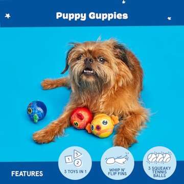 Barkbox Dog and Puppy Toy Guppies Trio of Tennis Balls for Tough Chewers, Fun Fetch and Perfect for Playful Pups, Durable, Engaging and Entertaining, Dog Toys to Keep Them Busy