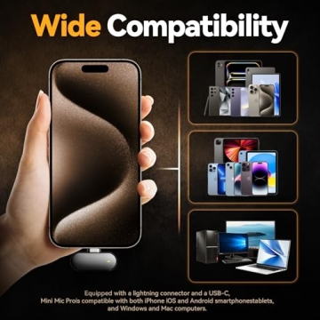 GLONHI Wireless Lavalier Microphone for iPhone & Android