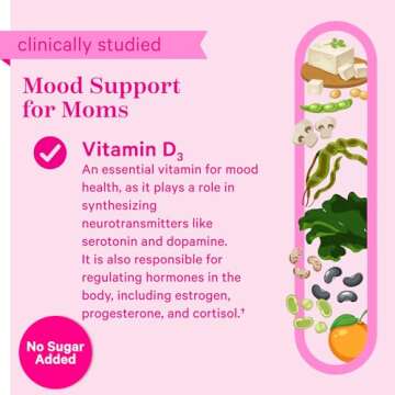 Pink Stork Postpartum Mood Support Vitamin D Gummies - Natural Hormone Balance for Women with Postnatal Vitamin D3 and Calcium - Postpartum Essentials for Breastfeeding - 60 Lemon Drop Gummies