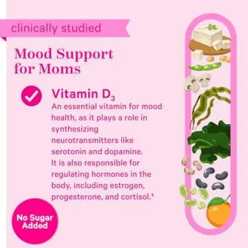 Pink Stork Postpartum Mood Support Vitamin D Gummies - Natural Hormone Balance for Women with Postnatal Vitamin D3 and Calcium - Postpartum Essentials for Breastfeeding - 60 Lemon Drop Gummies