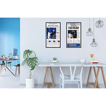 11x22 Newspaper Frame Solid Wood - Matte Black Finish - Matches Any Decor - Size 11x22 - Shatter Guard UV Coated Acrylic, Acid Free Interior