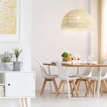 JONATHAN Y JYL6504A Campana 20" 1-Light Bohemian Modern Woven Rattan/Iron LED Pendant Farmhouse Coas...