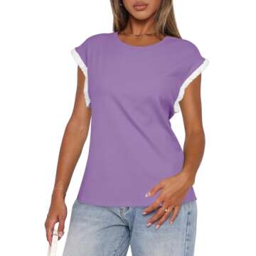Darong Women's Summer Casual Color Block Tops - Stylish Blouse