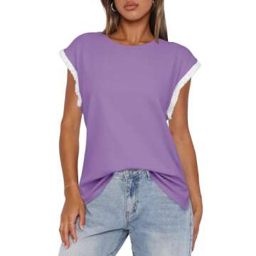 Darong Women's Summer Casual Color Block Tops - Stylish Blouse