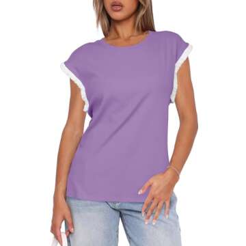 Darong Women's Summer Casual Color Block Tops - Stylish Blouse