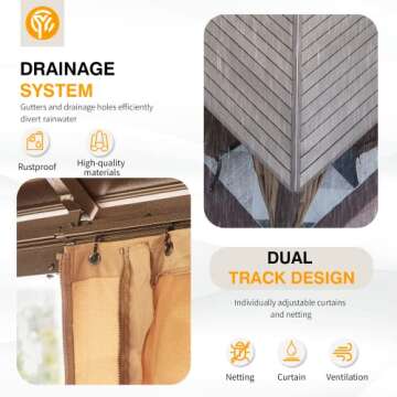 YOLENY 10' x 13' Hardtop Gazebo with Netting & Curtains