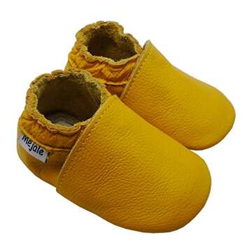 Mejale Baby Infant Toddler Shoes Slip-on Soft Sole Leather Moccasins Pre-Walkers (18-24 Months/US 6-7C Toddler, Yellow)