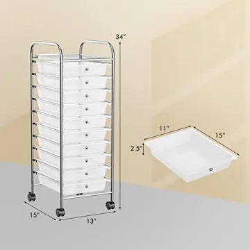 Versatile OFFICEJOY Storage Cart with 10 Drawers