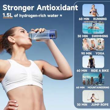 Hydrogen Water Bottle, Hydrogen Water Bottle Generator, 5-Min Electrolysis 1500 PPB Smart Water Ioni...