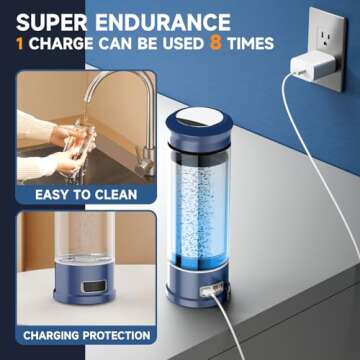 Hydrogen Water Bottle Generator with 5-Min Electrolysis