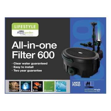 Pennington Aquagarden 5 in 1 Pond & Water Pump, Filter, UV Clarifier, LED Spotlight and Fountain