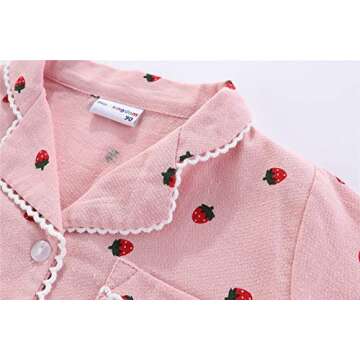 Adorable Mud Kingdom Girls' Pajamas with Strawberry Pattern