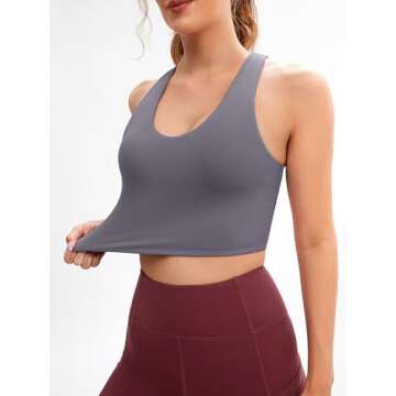 JOYSPELS Sports Bras for Women Extra Comfort Criss-Cross Back Padded Workout Tops for Women Medium Support Grey