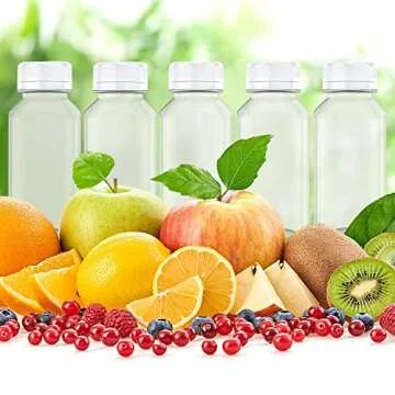 Axe Sickle 10 Pcs 8 Ounce Plastic Milk Bottles Bulk Containers with Tamper Evident Caps Lids White for Milk, Juice, Drinks and Other Beverage Containers