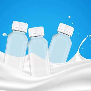 Axe Sickle 10 Pcs 8 Ounce Plastic Milk Bottles Bulk Containers with Tamper Evident Caps Lids White for Milk, Juice, Drinks and Other Beverage Containers