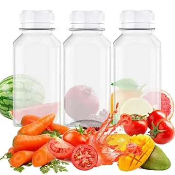 Axe Sickle 10 Pcs 8 Ounce Plastic Milk Bottles Bulk Containers with Tamper Evident Caps Lids White for Milk, Juice, Drinks and Other Beverage Containers