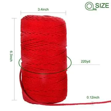 POZEAN Macrame Cord 3mm, 3 mm Macrame Cord – 220 Yards (About 200m), 100% Natural Cotton Macrame Y...