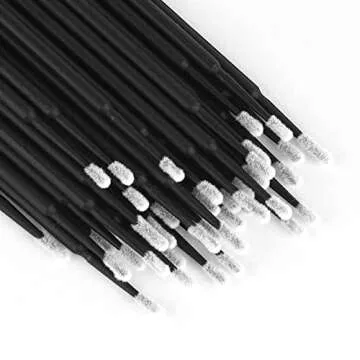 tifanso 400PCS Micro Cotton Swabs, Disposable Eyelash Microswabs for Eyelash Extensions, Lash Brush Applicators Black(Head Diameter: 2.0mm)