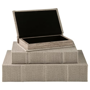 Stylish 3 Piece Faux Book Keepsake Storage Box Set