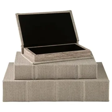 Stylish 3 Piece Faux Book Keepsake Storage Box Set