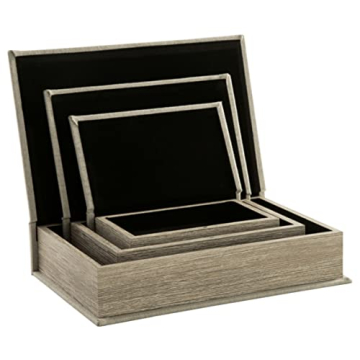 Stylish 3 Piece Faux Book Keepsake Storage Box Set