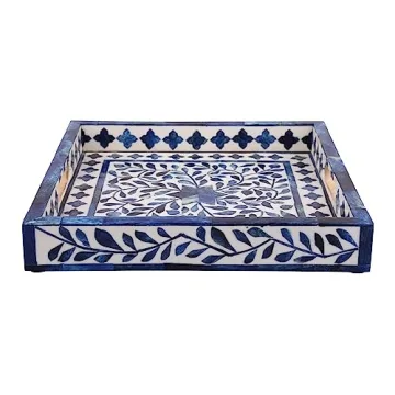 Handcrafted Alhambra Medio Tray Elegant Azul Home Decor