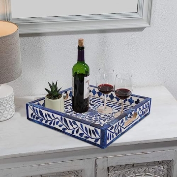Handcrafted Alhambra Medio Tray Elegant Azul Home Decor