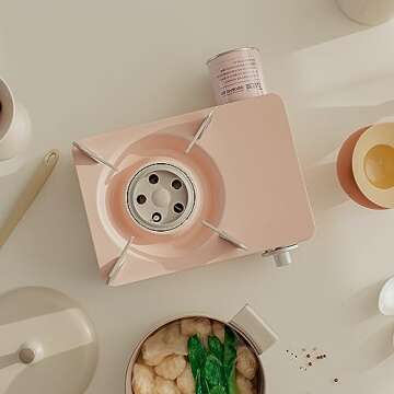 Dr.HOWS Twinkle Mini Camping Stove Burner - Portable Butane Stove for Camping - Single Burner Camp Stove with Carrying Case (PINK)