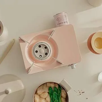 Dr.HOWS Twinkle Mini Camping Stove Burner - Portable Butane Stove for Camping - Single Burner Camp Stove with Carrying Case (PINK)